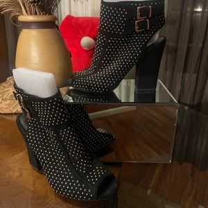 Gold Studded Booties. Open toe and heel